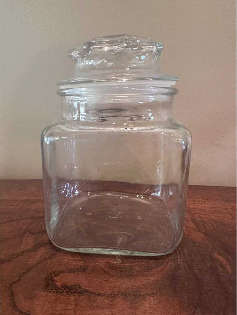 Vintage Anchor Hocking Square Apothecary Jar with Lid